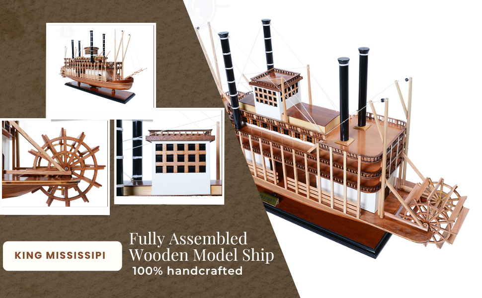 King Mississippi Paddlewheel Steamboat Model from Old Modern Handicrafts