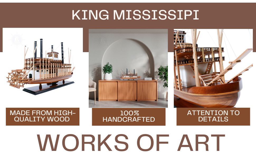 King Mississippi Paddlewheel Steamboat Model from Old Modern Handicrafts