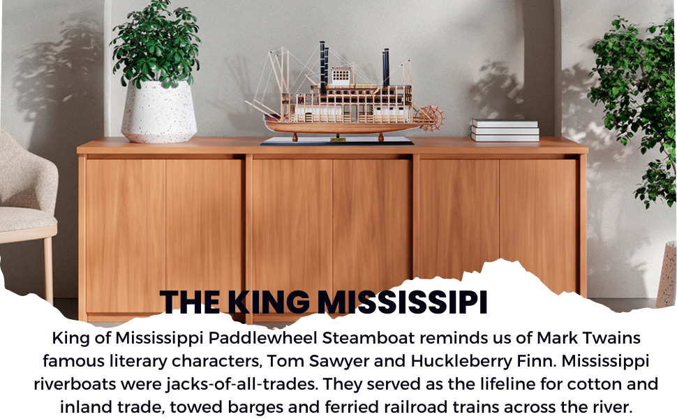 King Mississippi Paddlewheel Steamboat Model from Old Modern Handicrafts