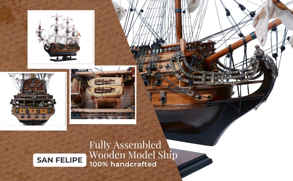 Explore the Exquisite San Felipe Model Ship Crafted with Love and Authenticity