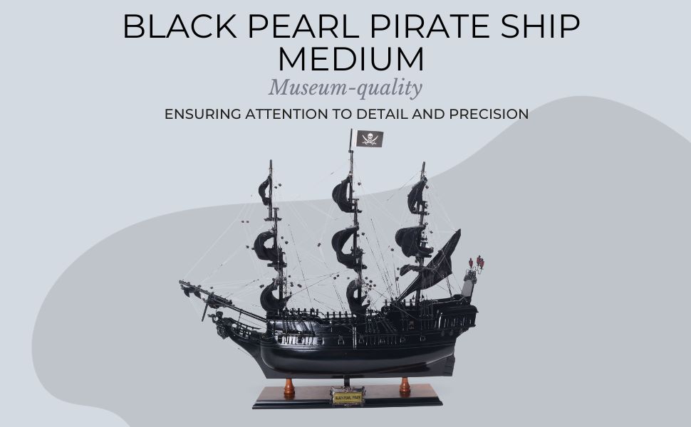 Nautical Elegance: Black Pearl Pirate Ship and Display Cases