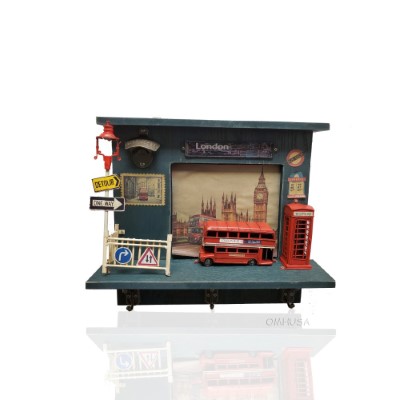 Vintage Double Decker London Bus Shadow Box