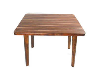 Nautical Table With Inlay Wood Stripes Small