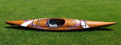 Wooden Kayak with White & Purple Ribbon 15 ft