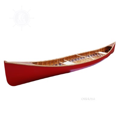 Red Wooden Canoe with Ribs 16