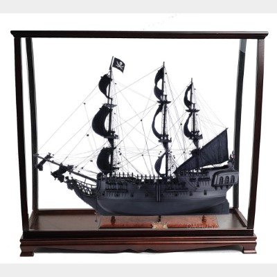 Black Pearl Pirate Ship Large With Table Top Display Case