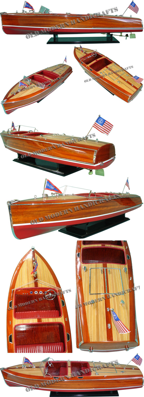 B159 Chris Craft Barrel Back Painted Medium Speedboat Model 