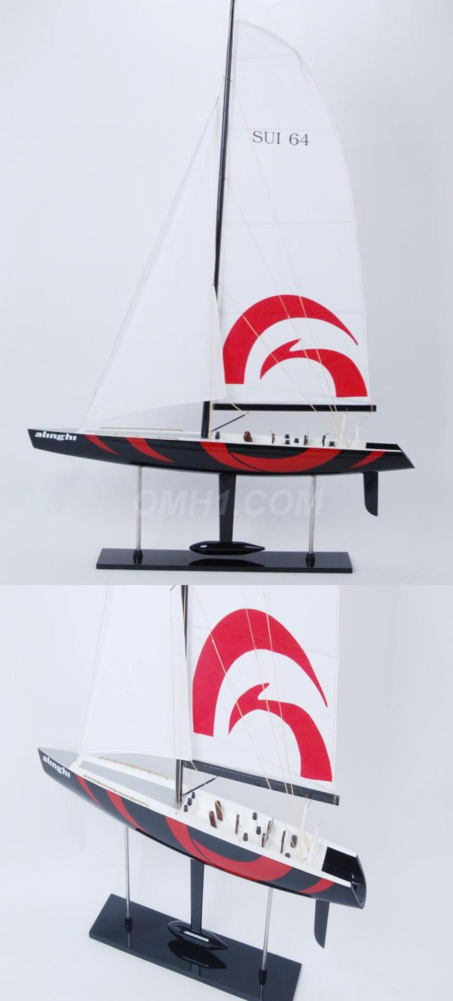 Y172 Alinghi Painted Medium Sailboat Schooner Yacht Model 