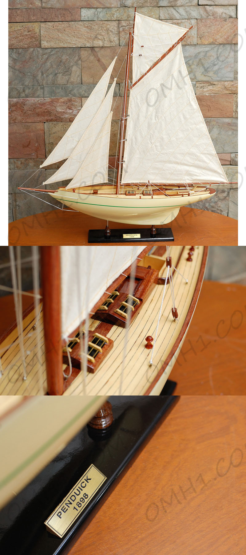 Y168 Pen Duick Creme Painted Medium Sailboat Schooner Yacht Model 