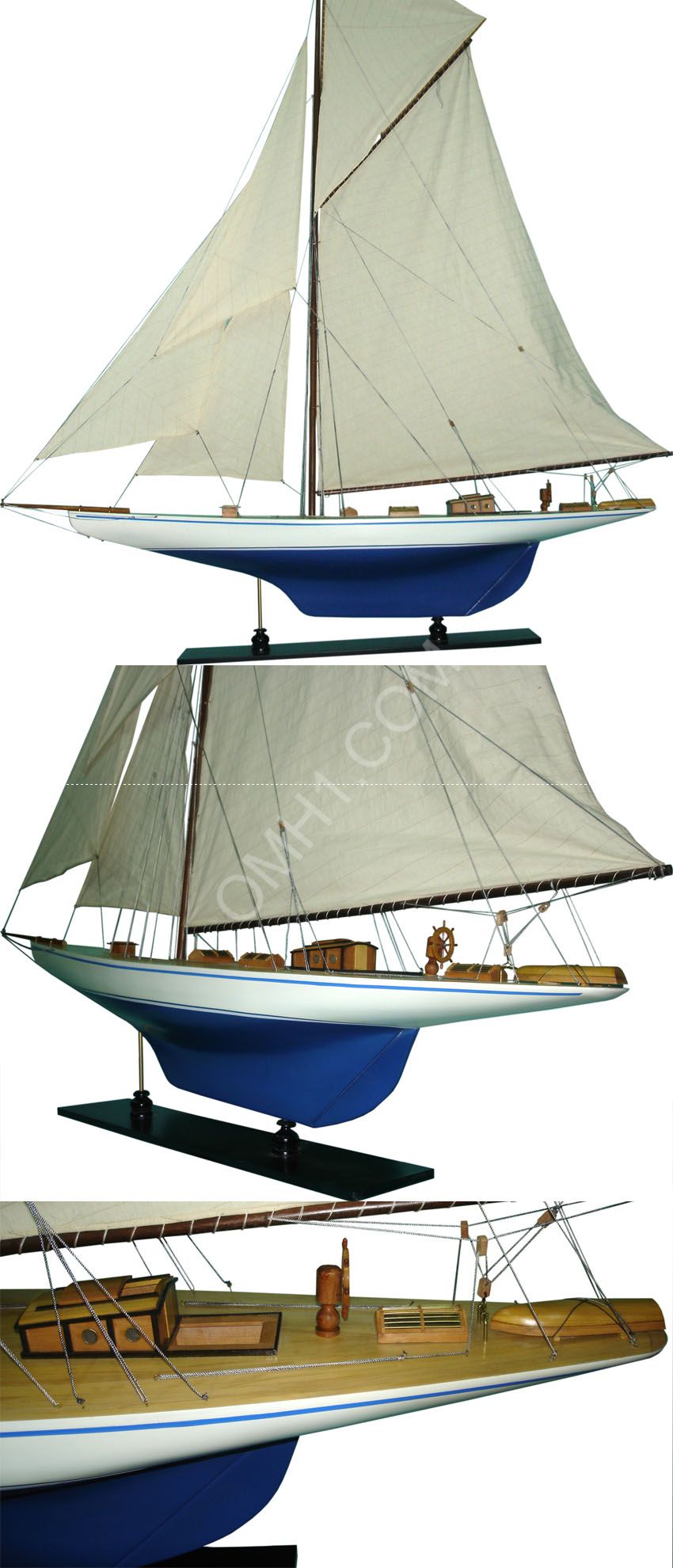 Y100 Defender Painted Large Sailboat Schooner Yacht Model 31 Inches Long 