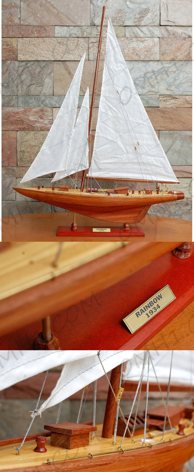 Y134 Rainbow Medium Sailboat Schooner Yacht Model 31 Inches Long 