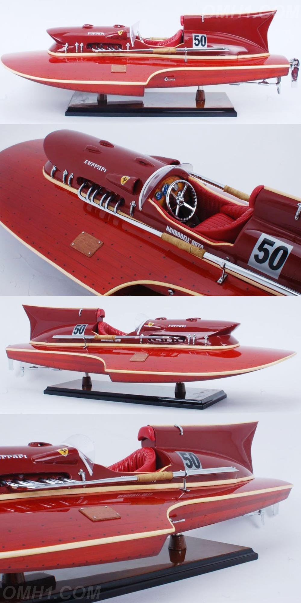 B307 Ferrari Hydroplane Painted Small Speedboat Model 