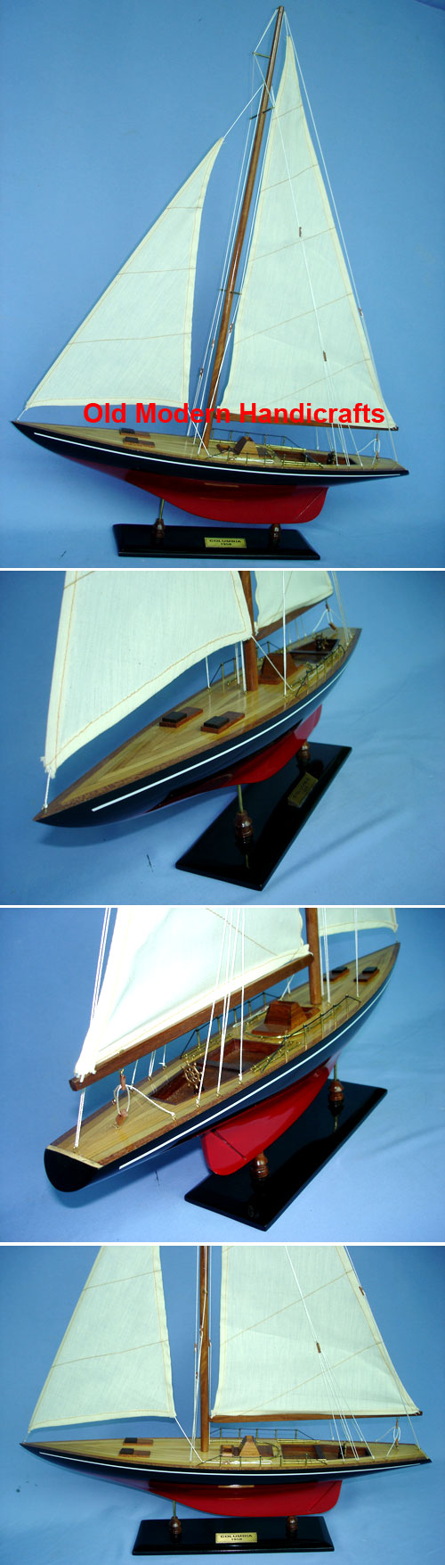 Y137 Columbia Painted Large Sailboat Schooner Yacht Model 24 Inches Long 