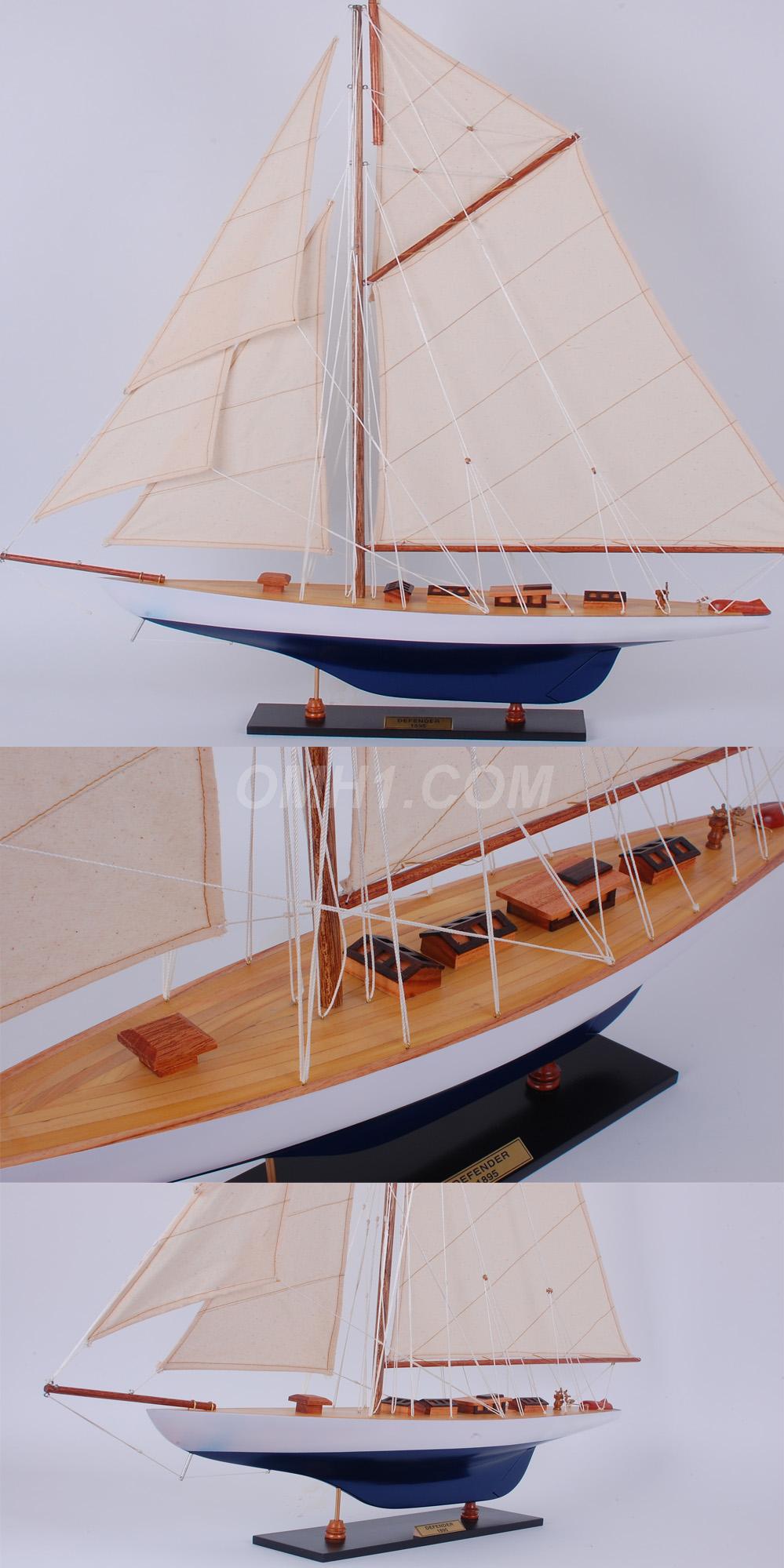 Y138 Defender painted Medium Sailboat Schooner Yacht Model 24 Inches Long 