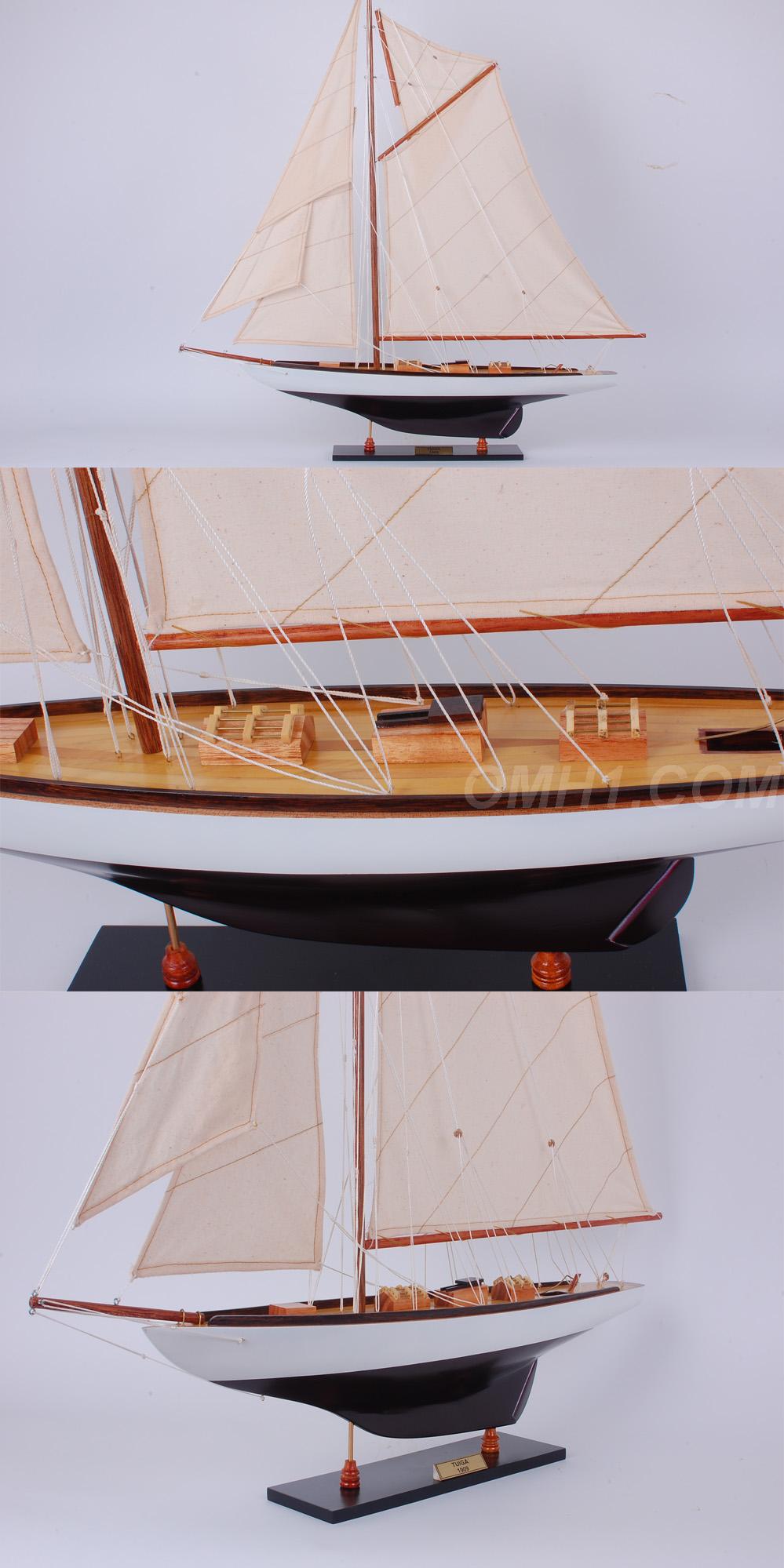 Y079 Tuiga Painted Medium Sailboat Schooner Yacht Model 