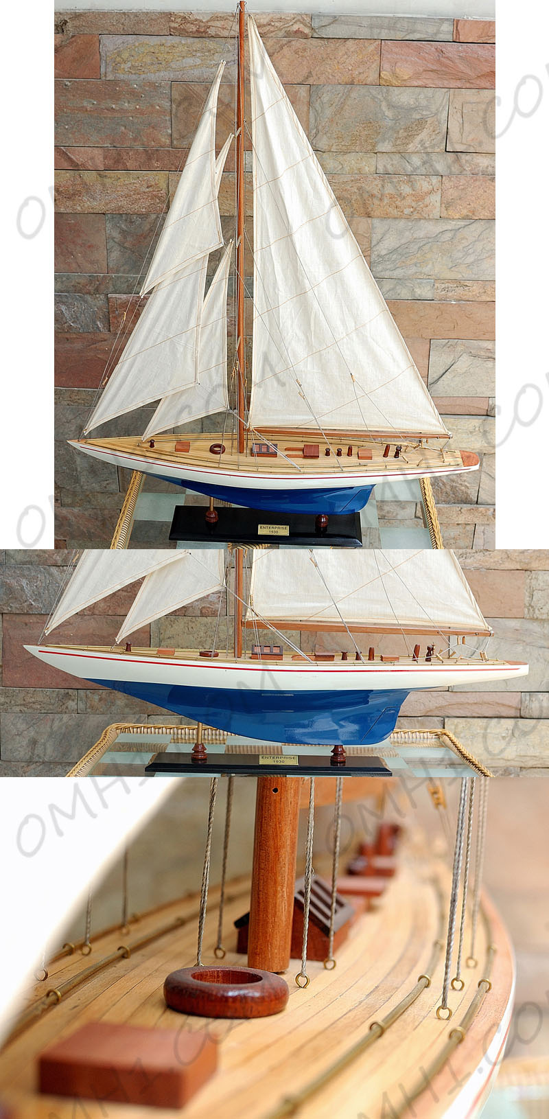 Y087 Enterprise Painted XLarge Sailboat Schooner Yacht Model 