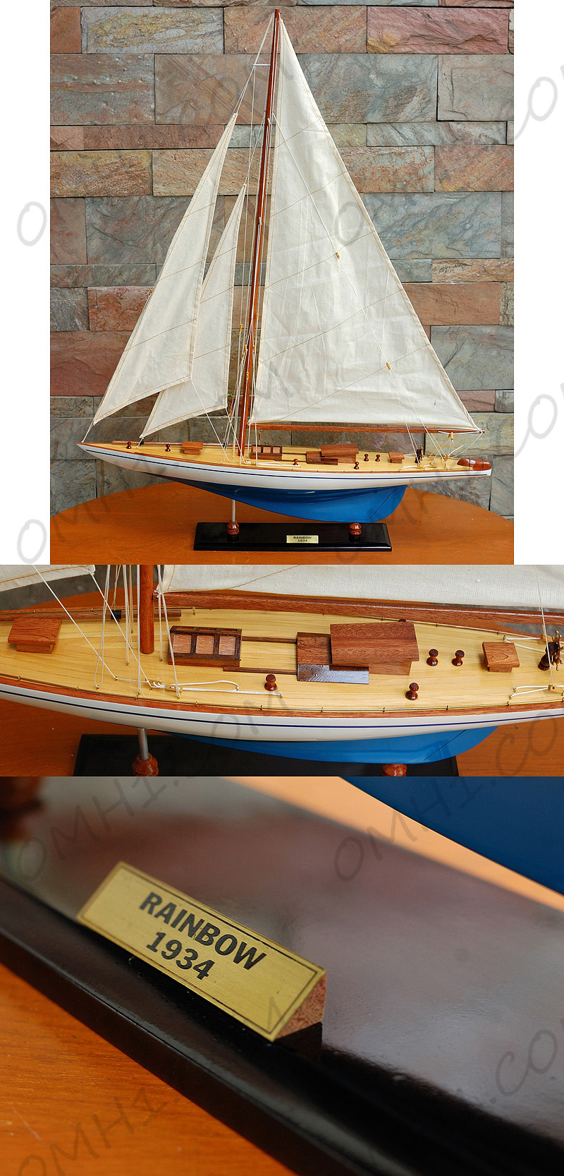 Y102 Rainbow Painted Large Sailboat Schooner Yacht Model 