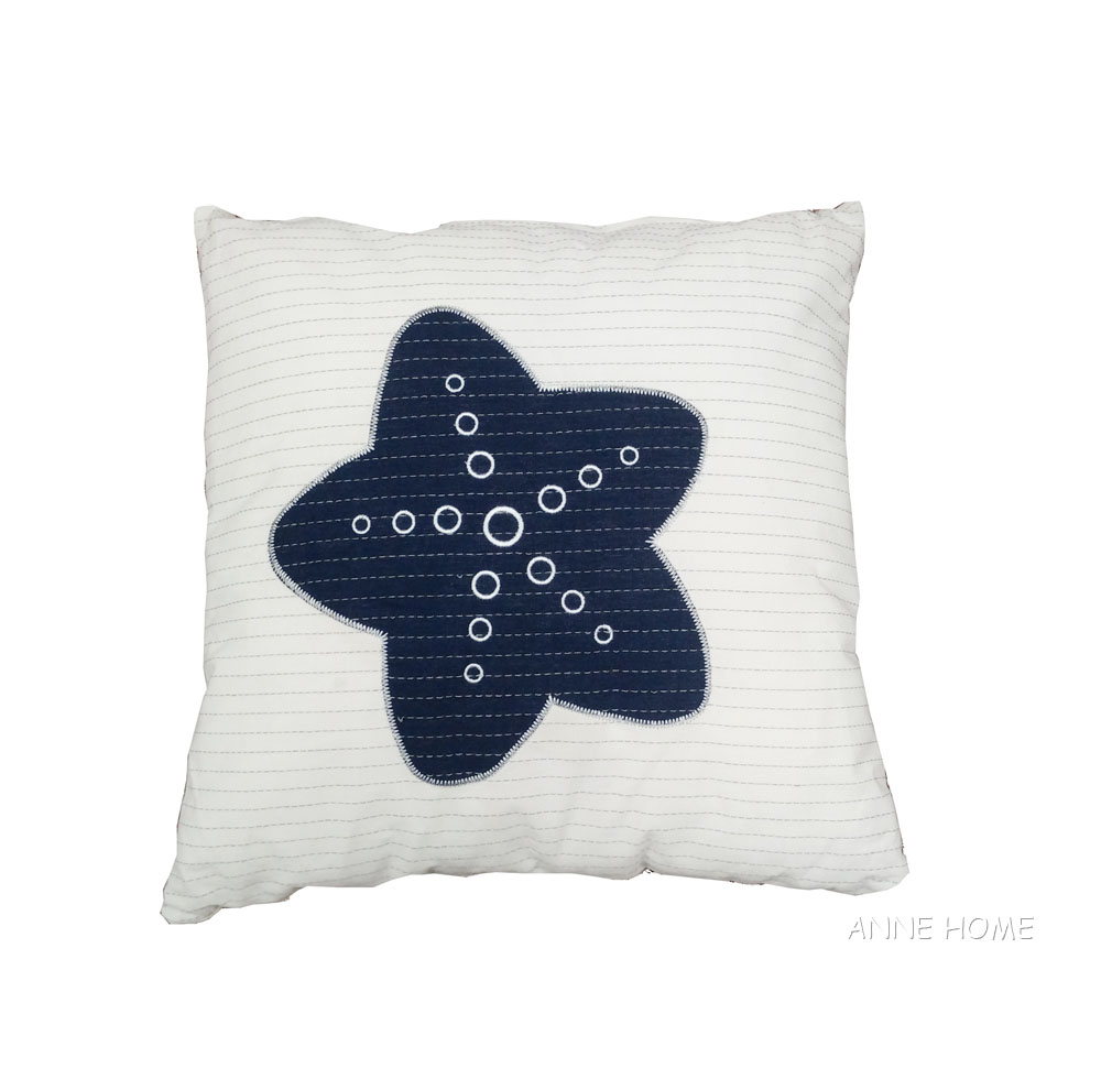 AB003 Anne Home - White Pillow  Blue Star ab003-anne-home-white-pillow-blue-star-l01.jpg