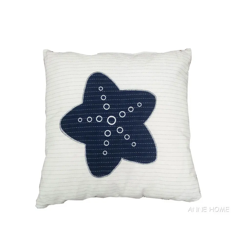 AB003 Anne Home - White Pillow  Blue Star AB003-ANNE-HOME-WHITE-PILLOW-BLUE-STAR-L01.WEBP