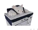 AB015 Anne Home - Set of 5 Rectangular Willow Baskets Bear Design 