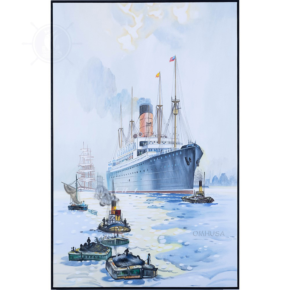 AF002 The Cunard Liner Carpathia Outward Bound from Liverpool in the Moonlight - Canvas Painting af002-the-cunard-liner-carpathia-outward-bound-from-liverpool-in-the-moonlight-canvas-painting-l01.jpg