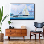 AF004 Britannia and Vigilant off the Royal Yacht Squadron's Headquarters - Canvas Painting 