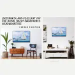 AF004 Britannia and Vigilant off the Royal Yacht Squadron's Headquarters - Canvas Painting 