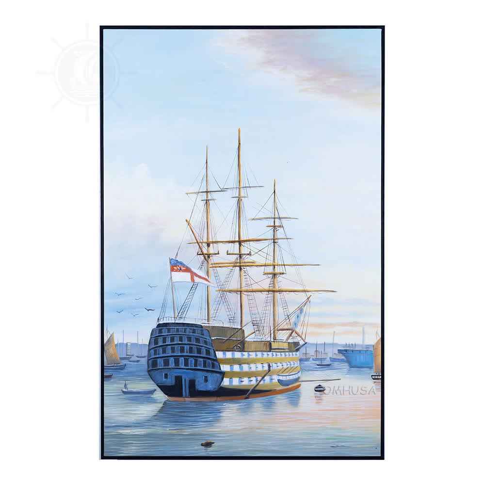 AF007 H.M.S. Victory in Portsmouth Harbour - Canvas Painting af007-hms-victory-in-portsmouth-harbour-canvas-painting-L01.jpg