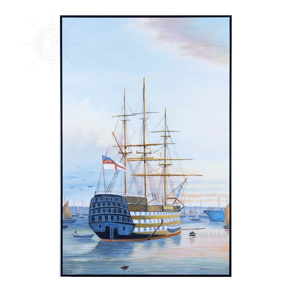 AF007 H.M.S. Victory in Portsmouth Harbour - Canvas Painting af007-hms-victory-in-portsmouth-harbour-canvas-painting-l01.jpg