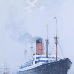 AF02S The Cunard Liner Carpathia Outward Bound from Liverpool in the Moonlight - Canvas Print 