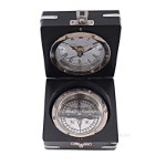 AK006 Brass Compass & Clock W/Wooden Case 