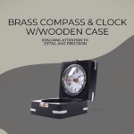 AK006 Brass Compass & Clock W/Wooden Case 