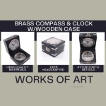 AK006 Brass Compass & Clock W/Wooden Case 