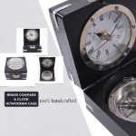 AK006 Brass Compass & Clock W/Wooden Case 