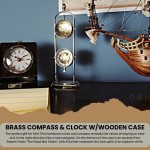 AK006 Brass Compass & Clock W/Wooden Case 