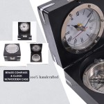 AK006 Brass Compass & Clock W/Wooden Case 