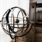 AK016 Brass Armillary With Wood Stand 