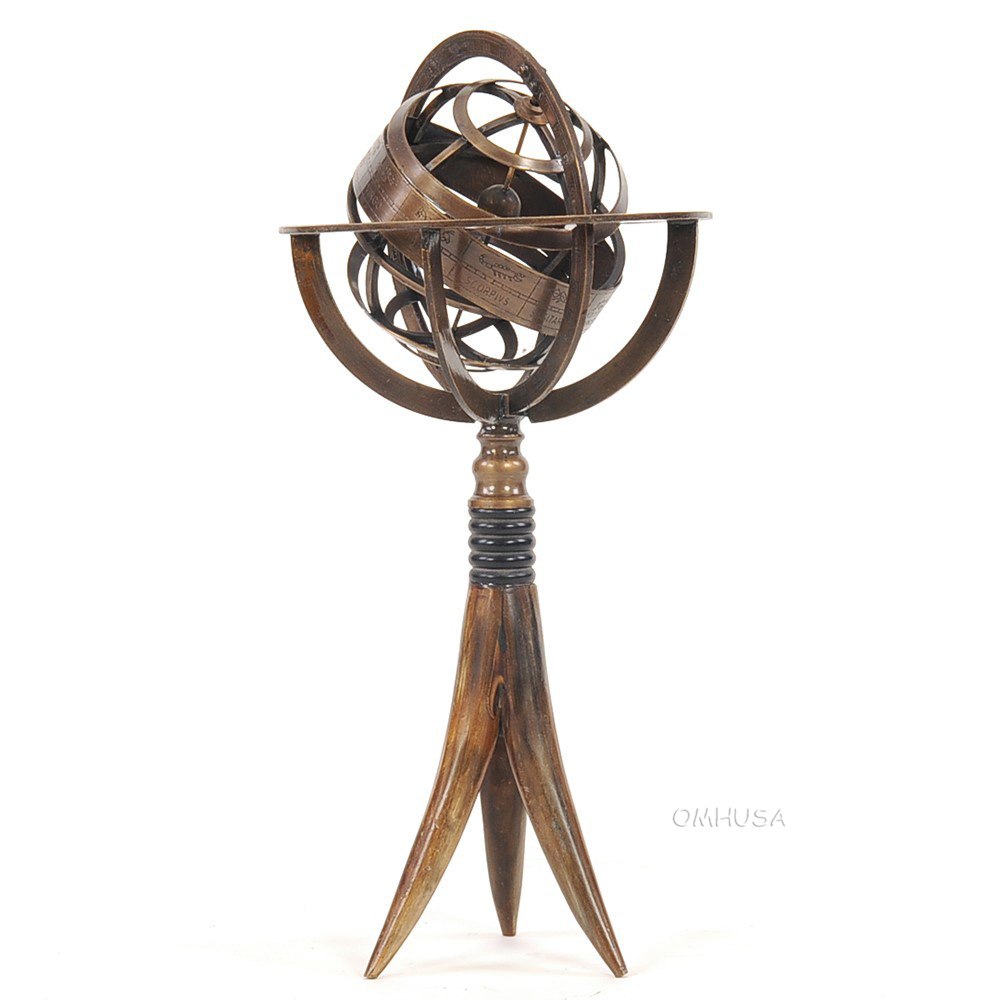 AK022 Brass Armillary On Horn Stand ak022-brass-armillary-on-horn-stand-l01.jpg