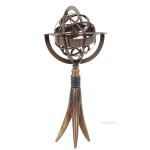 AK022 Brass Armillary On Horn Stand 