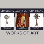 AK022 Brass Armillary On Horn Stand 