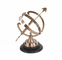 AK030 Brass Armillary On Wooden Base 