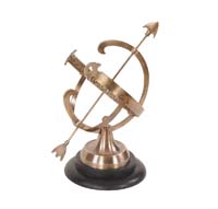 AK030 Brass Armillary On Wooden Base 