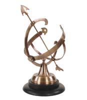 AK030 Brass Armillary On Wooden Base 