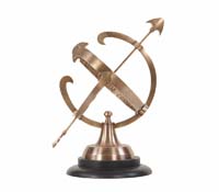 AK030 Brass Armillary On Wooden Base 