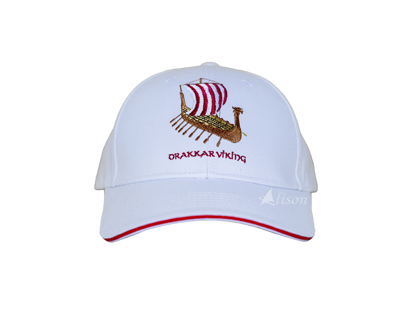 FA003 Drakkar Viking Embroidered Cap in White by Alison Nautical fa003-drakkar-viking-embroidered-cap-in-white-by-alison-nautical-l01.jpg