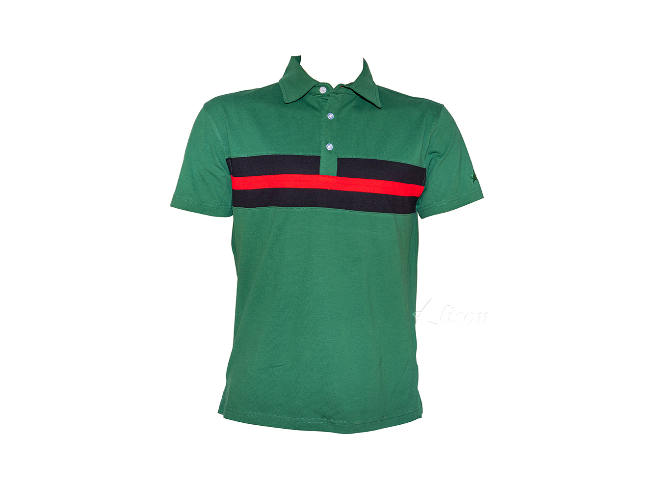 FA005 Hemingway Pilar Green w. Black & Red Stripes Regular Fit Polo Shirt by Alison Nautical FA005L01.jpg