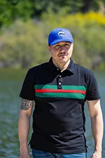 FA006 Hemingway Pilar Black w. Green & Red Stripes Regular Fit Polo Shirt by Alison Nautical fa006-hemingway-pilar-black-w-green-red-stripes-regular-fit-polo-shirt-by-alison-nautical-l06.jpg