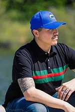 FA006 Hemingway Pilar Black w. Green & Red Stripes Regular Fit Polo Shirt by Alison Nautical fa006-hemingway-pilar-black-w-green-red-stripes-regular-fit-polo-shirt-by-alison-nautical-l10.jpg