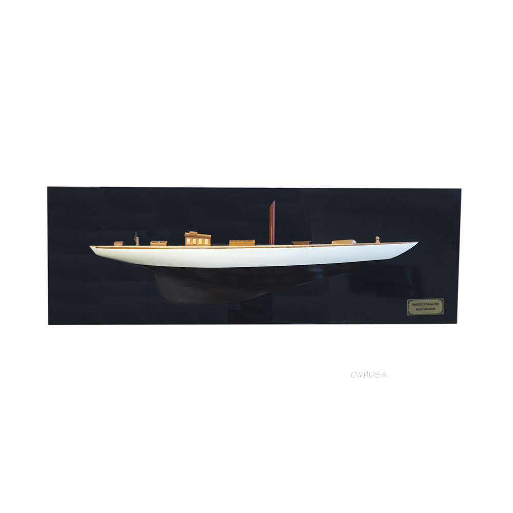 H011 Shamrock Brown/White Painted Half-Hull Model Boat Yacht Handmade h011-shamrock-brownwhite-painted-halfhull-model-boat-yacht-handmade-l01.jpg