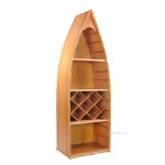 K085 Wooden Canoe Wine Shelf 